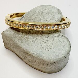 EUC Vintage 1980s Gold Crystal Hinged Clasp Bracelet